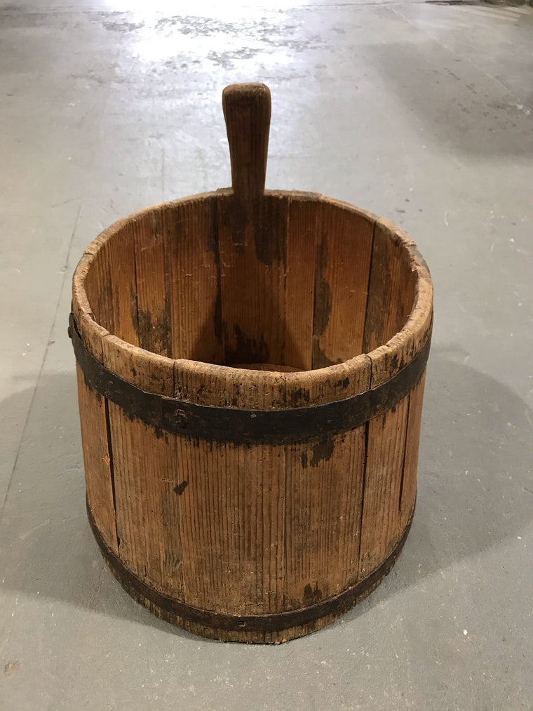 Vintage  European Wooden Bucket #3463 A
