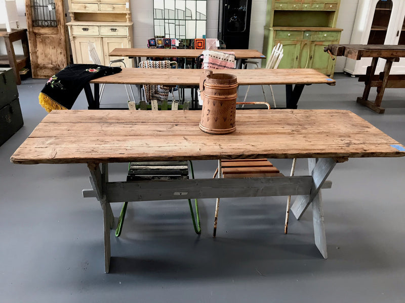 Vintage European Rustic Tresle  Table   #3472 Byron