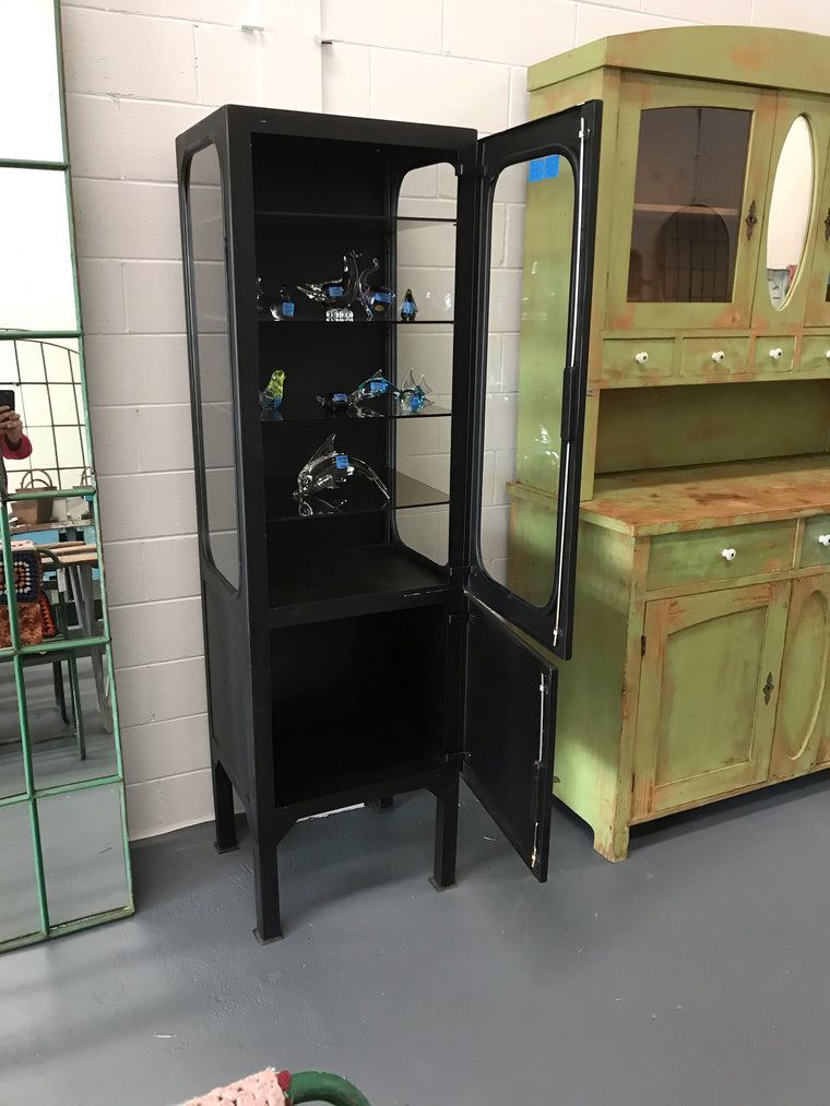 European 1940s Black Medicine Cabinet #3284  Byron