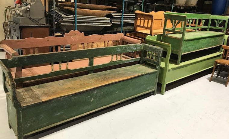 Vintage  Hungarian Box Bench Seat  #3655C