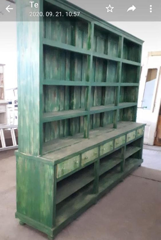 Vintage  European  shop shelving unit # 3501 Green August container