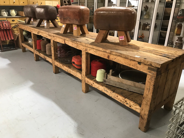 Vintage industrial Czech warehouse workbench #1555