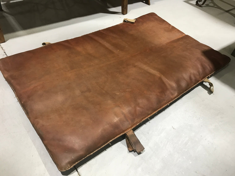Vintage industrial Romanian 1940s leather Gym mat #2219