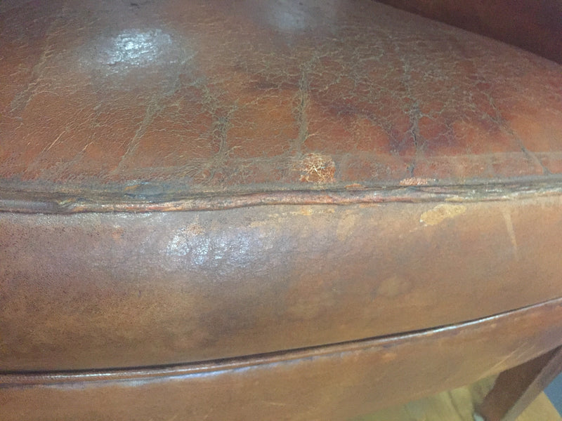 Vintage French 1940s leather club chair #3222 BYRON RL