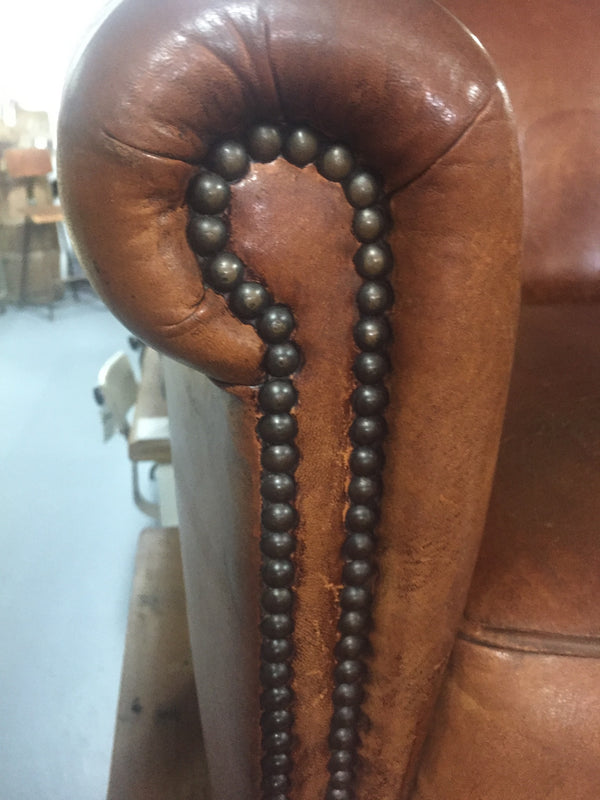 Vintage French 1940s leather club chair #3222 BYRON RL