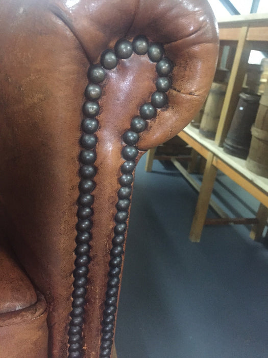 Vintage French 1940s leather club chair #3222 BYRON RL
