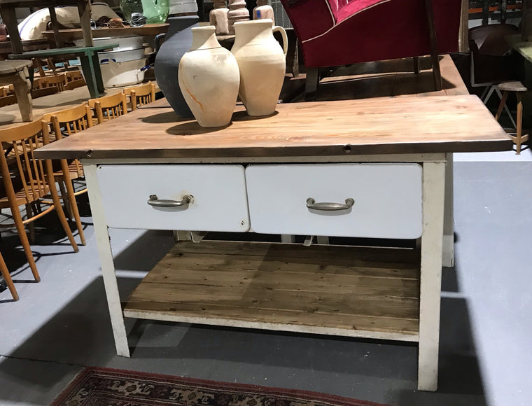 Vintage European Enamel Bakers Table  #3482
