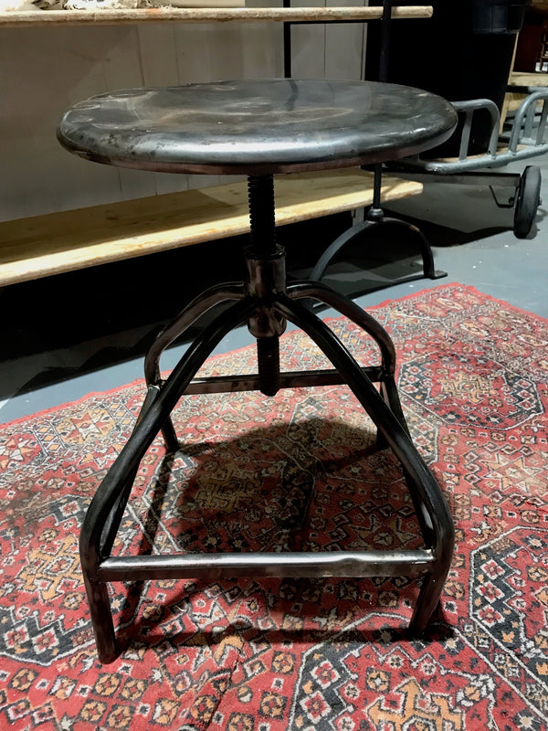 Vintage  Dutch Hospital Stool Polished Metal  #3485 A