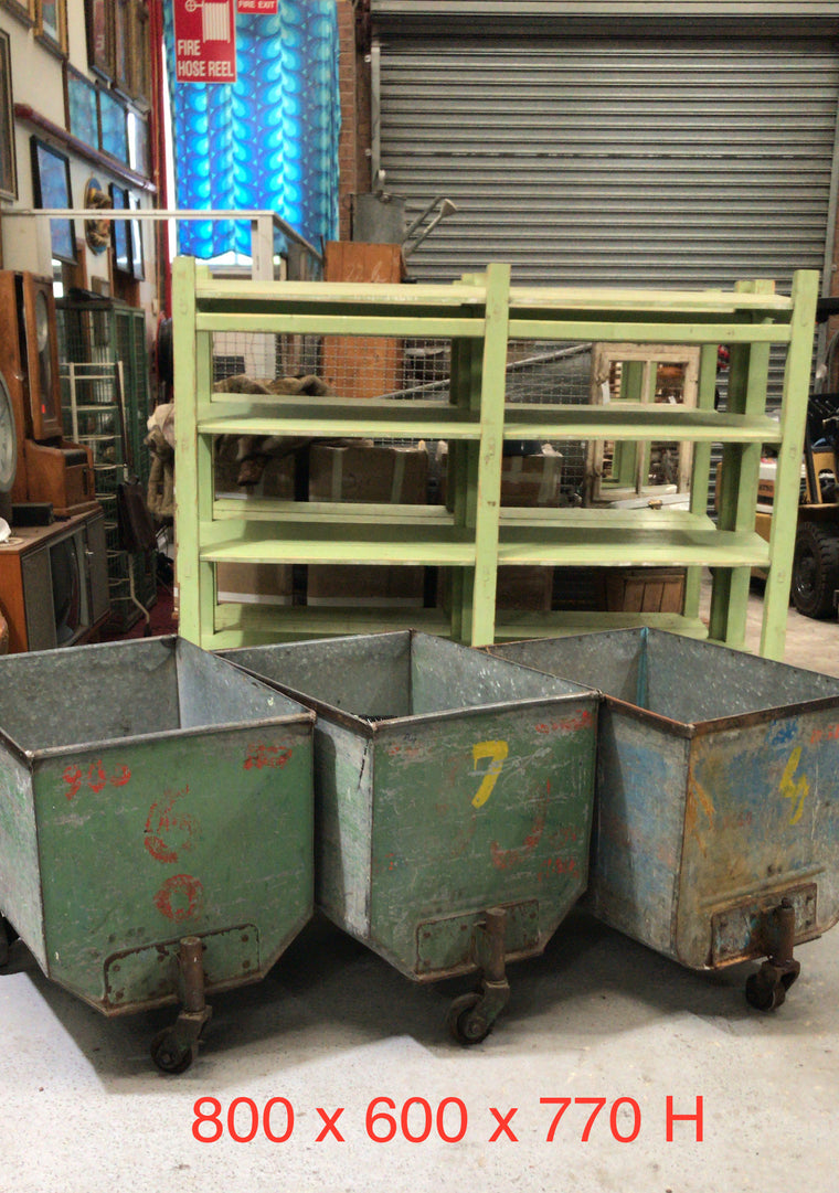 Vintage industrial French galenized laundry tub on wheels #2600 rustic