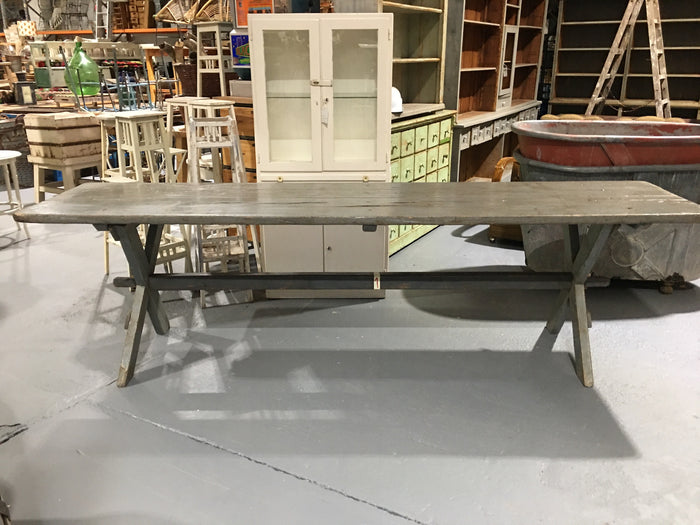 Vintage European kitchen farmhouse dining trestle tables #2667