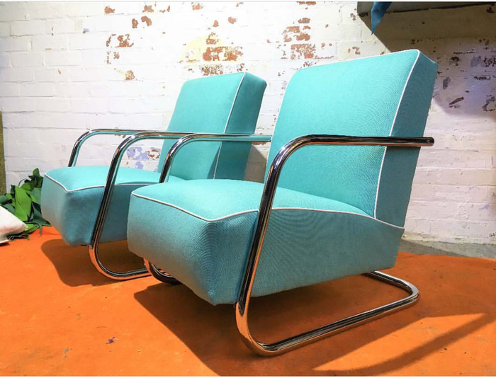 Vintage industrial 1935 Design chairs by Mucke Melder  sold as a pair #2222