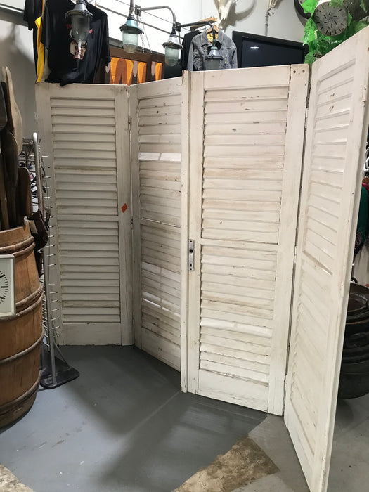 vintage French wooden house door  2.8 mt wide #2623 wht shutters