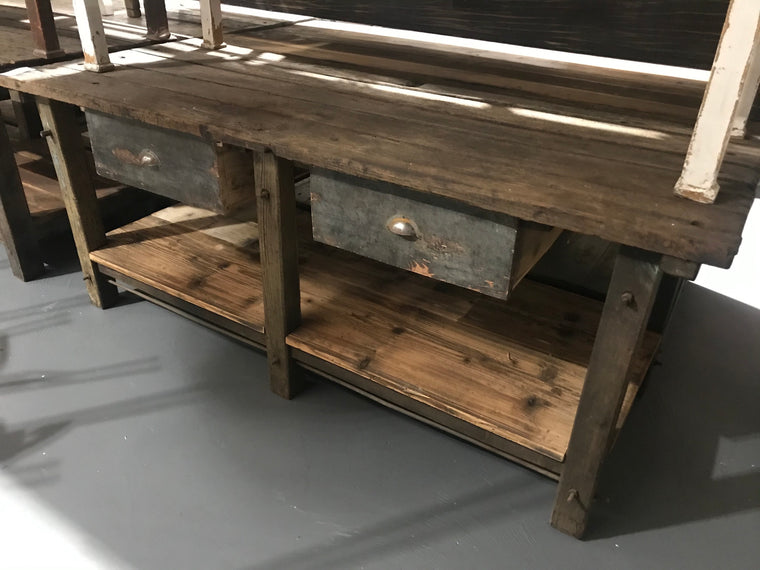 Vintage industrial European workbench table counter kitchen island 2.0 mt #2614 Hannah