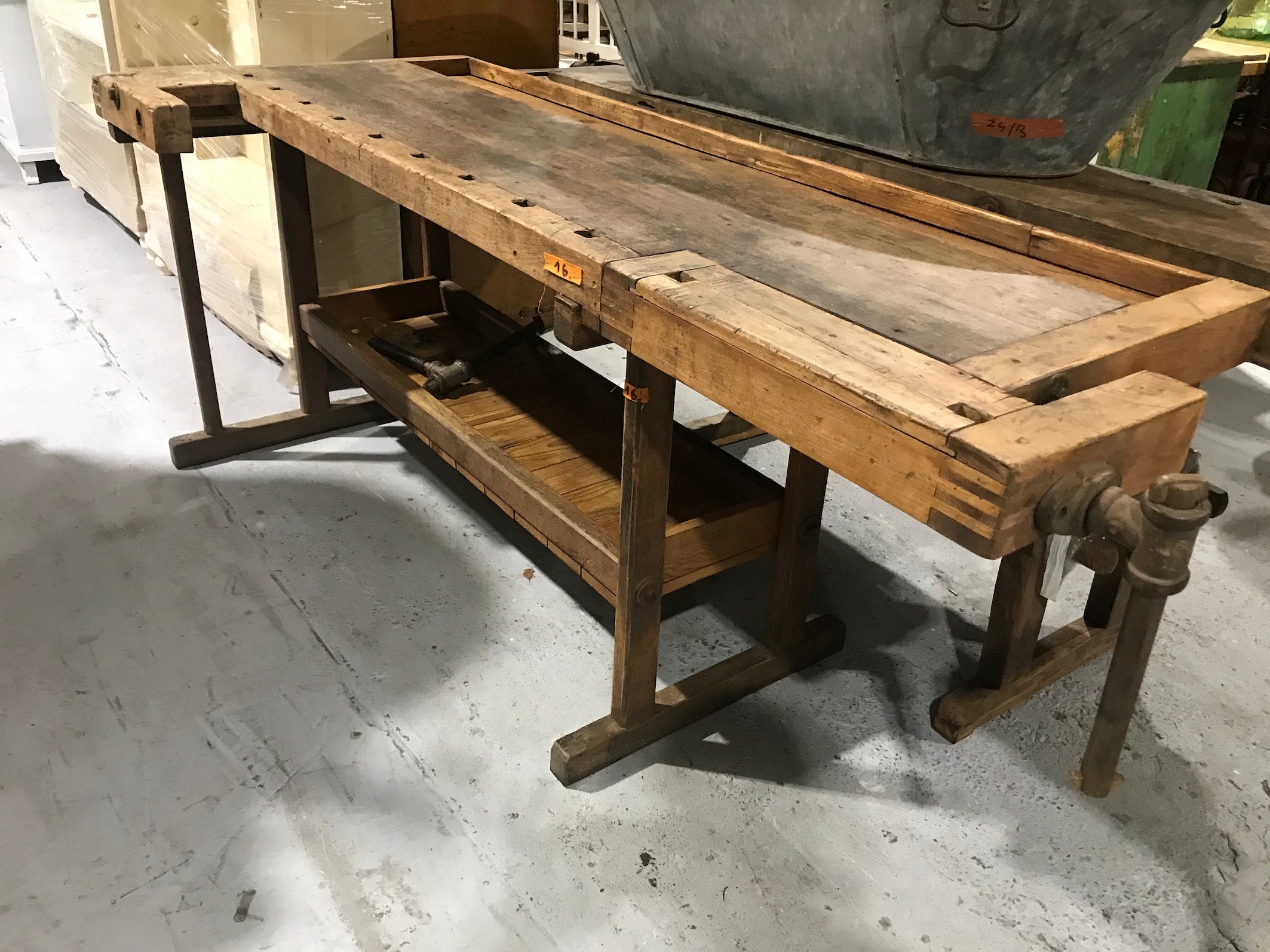 Vintage industrial European carpenters workbench 1920s #2621/16