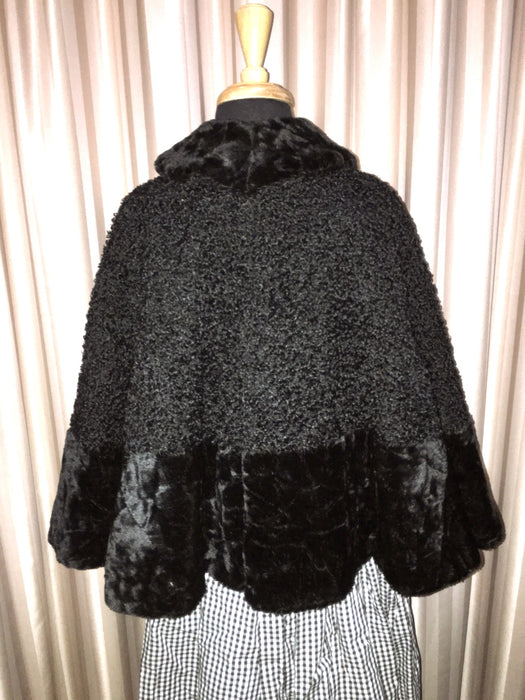 Faux Astrakhan Fur Cape #C094