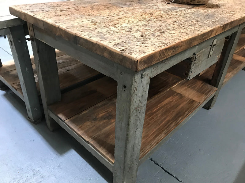 Vintage industrial European workbench table counter kitchen island 2.5 mt #2629