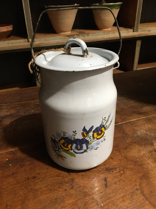 Vintage European Enamel Milk Can #2793 (Light Blue)
