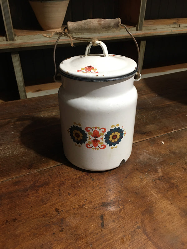 Vintage European Enamel Milk Can #2795
