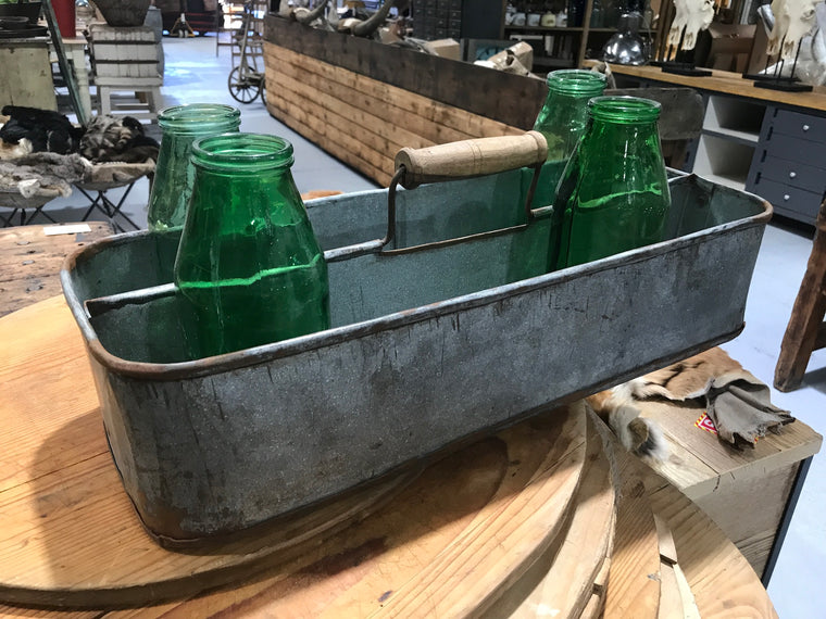 Vintage metal bottle hollder or planter #2225