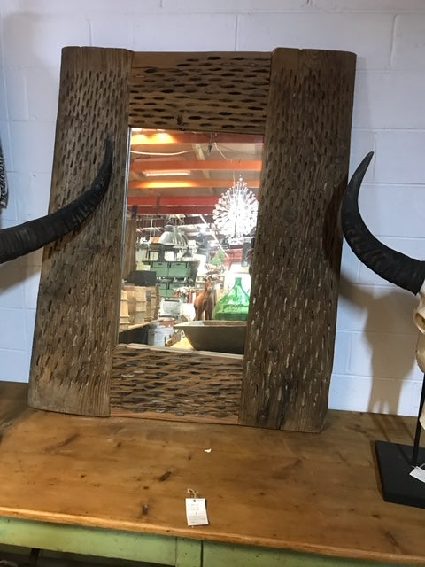 Vintage European wooden frame mirror #2071