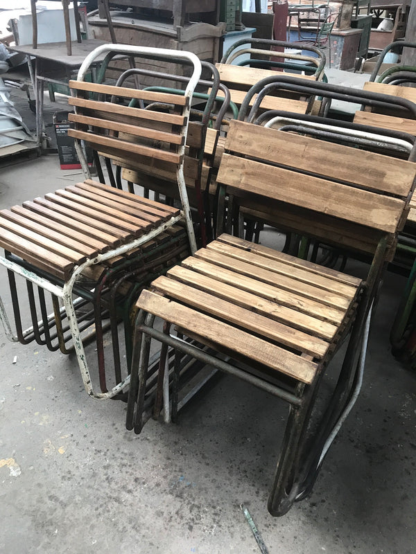 Vintage industrial French  cafe bistro garden chairs #2320