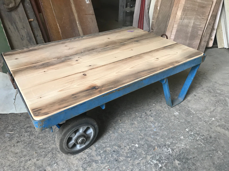 Vintage industrial European rail cart COFFEE table  #2328 in byron