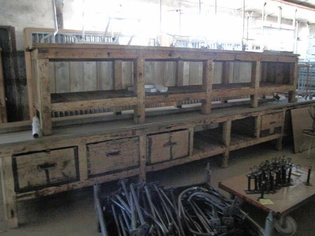 Vintage industrial Czech warehouse workbench COUNTER 6.1 METERS LONG #2377