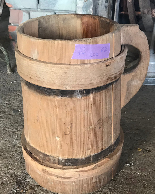 Vintage  European wooden bucket pitcher #2697  Byron
