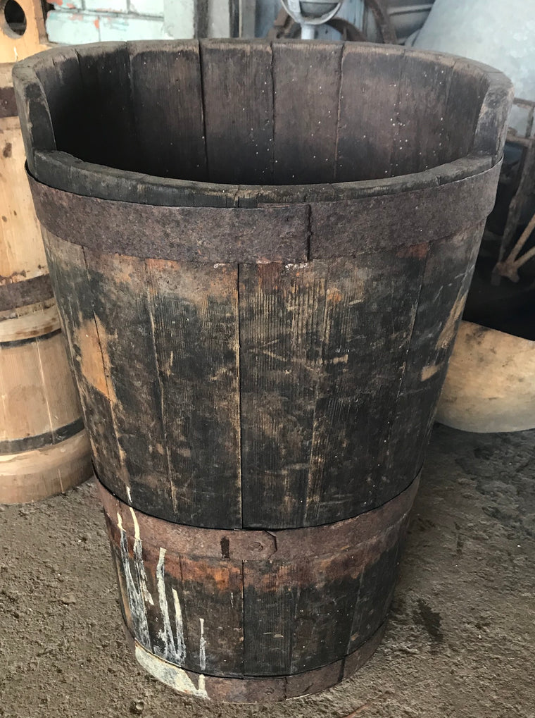 Vintage industrial French oak oval grape picking tub #2691  Byron