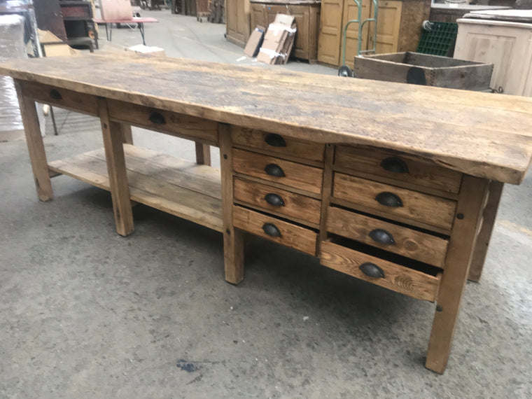 Vintage European bench shop counter 2.6 mt #2700  Byron