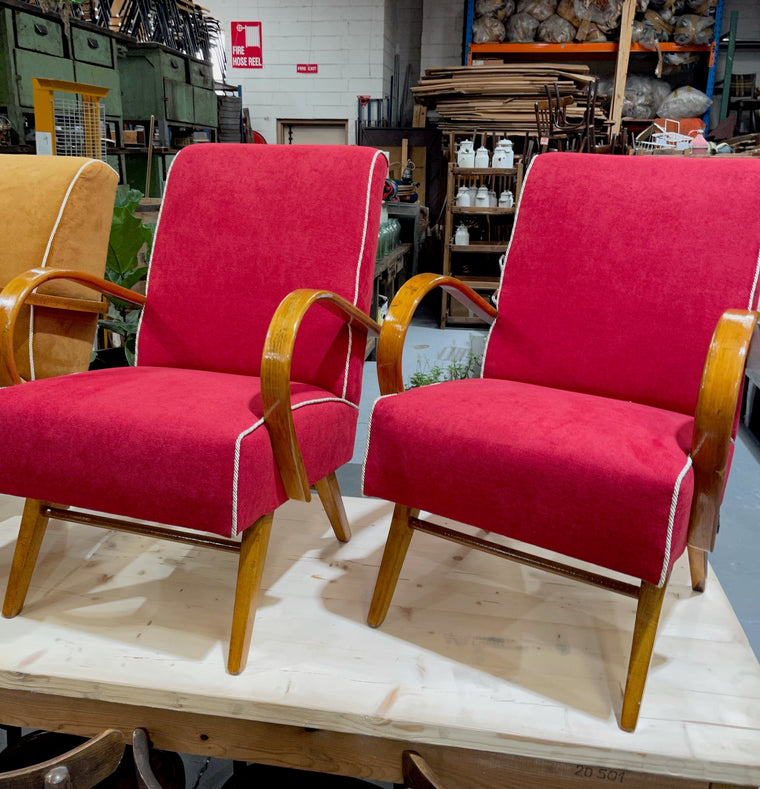 Vintage industrial Czech Jindrich Halabala club chair sold as a set #3475