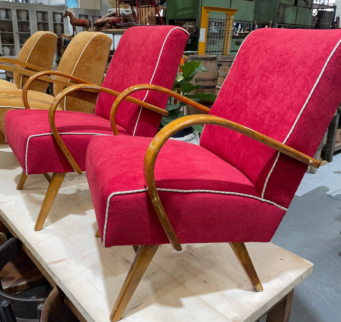 Vintage industrial Czech Jindrich Halabala club chair sold as a set #3475