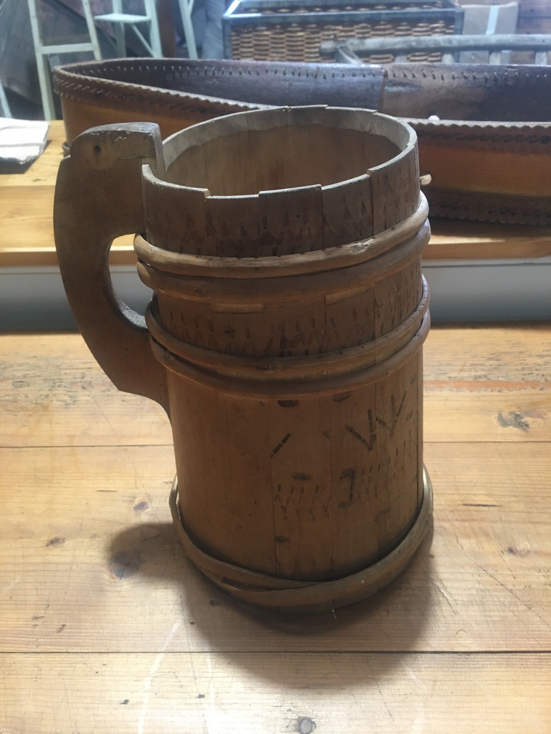 Vintage  European Wooden Pitcher #2879