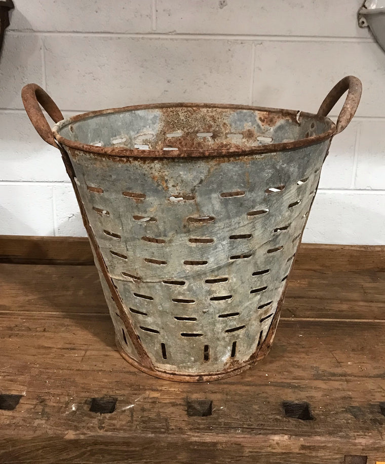 Vintage Turkish Olive Picking Bucket  #3523A