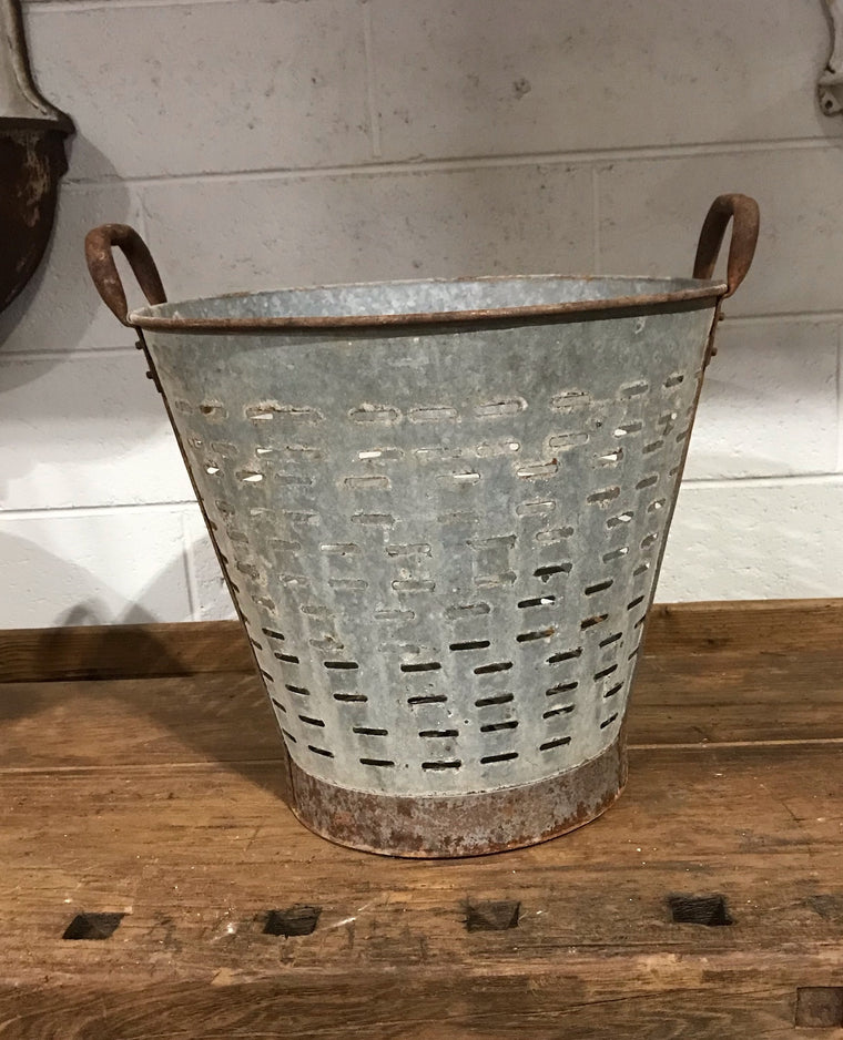 Vintage Turkish Olive Picking Bucket  #3523B