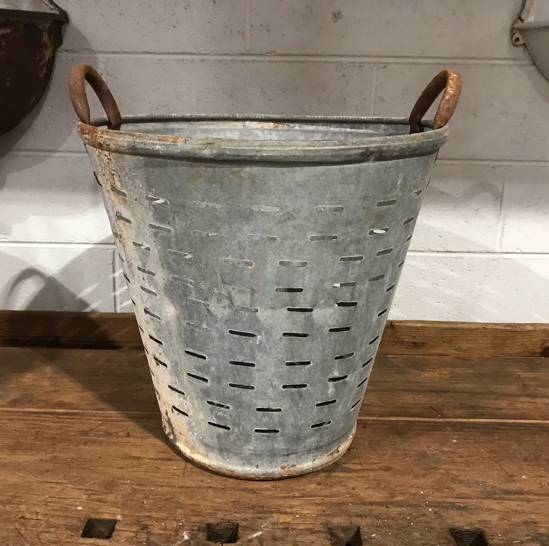 Vintage Turkish Olive Picking Bucket  #3523C