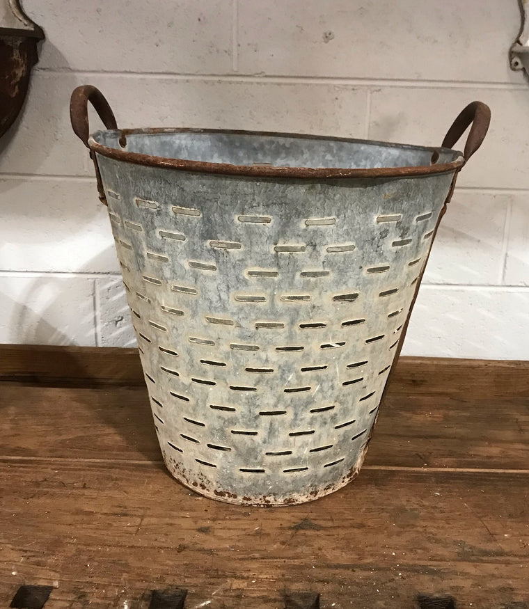 Vintage Turkish Olive Picking Bucket  #3523D