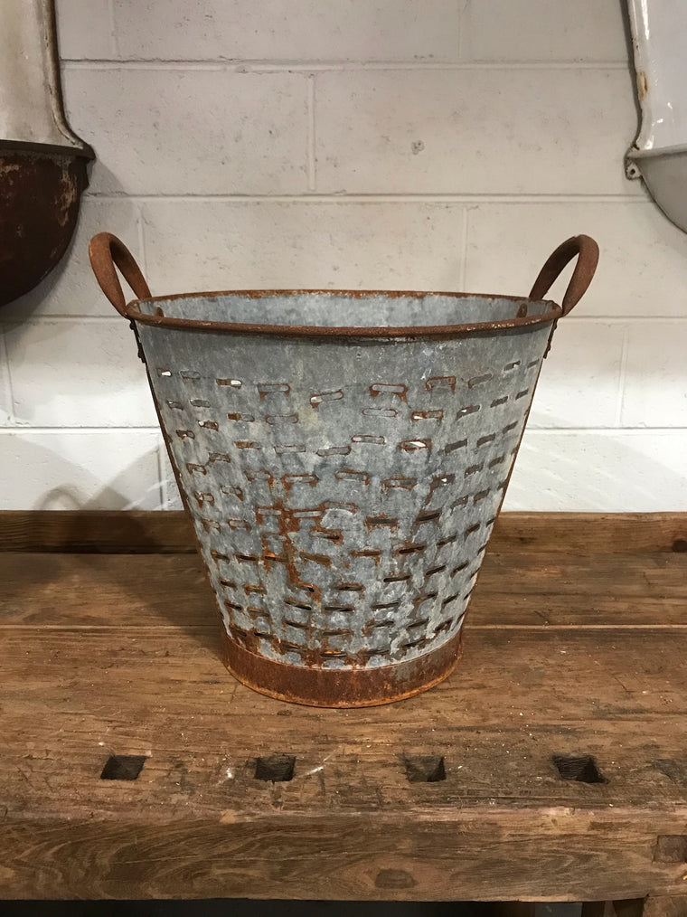 Vintage Turkish Olive Picking Bucket  #3523E