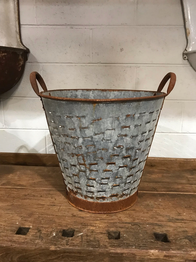 Vintage Turkish Olive Picking Bucket  #3523F