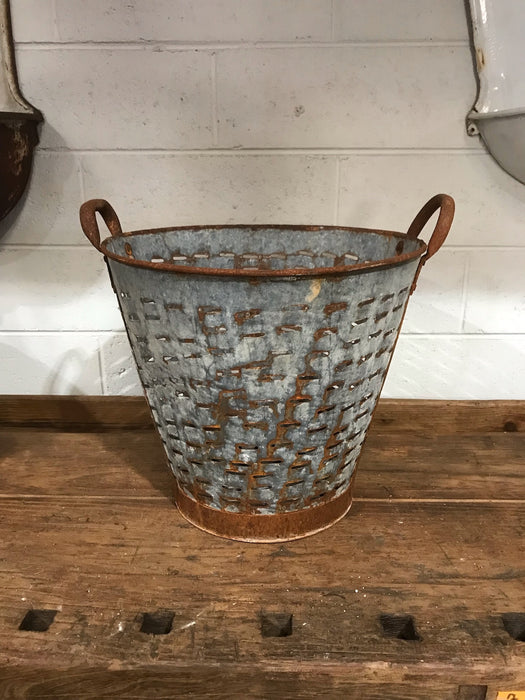 Vintage Turkish Olive Picking Bucket  #3523G