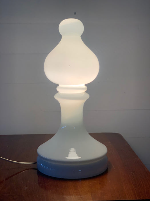 Mid Century "Ivan Jakes" "Bishop Chess"  Opaline Glass  Table  Lamp  #3793