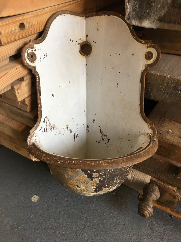 Vintage French Cast Iron Corner Wall Fountain #2925