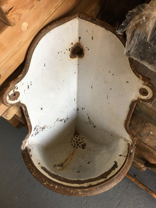 Vintage French Cast Iron Corner Wall Fountain #2925