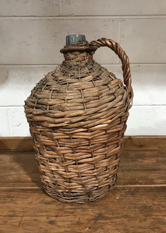 Vintage European Wicker Wine Demijohn Bottle  #3531A