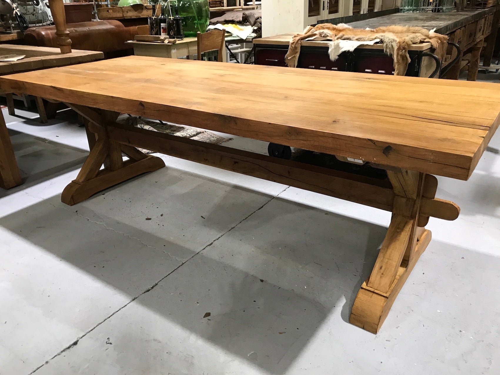 Vintage industrial European FRENCH OAK kitchen  dining table  2.5 long #2218 BYRON