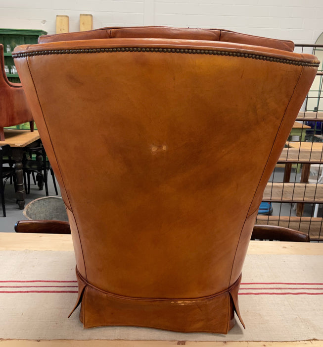 Vintage French 1940s Leather Club Chair  #4207 Byron