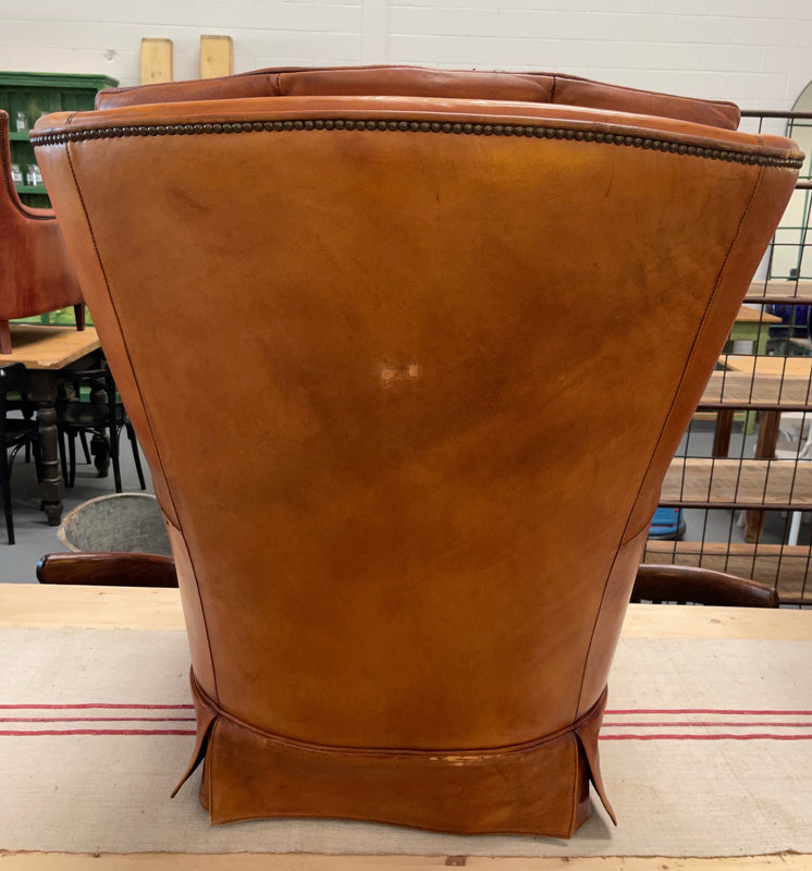 Vintage French 1940s Leather Club Chair  #4207 Byron