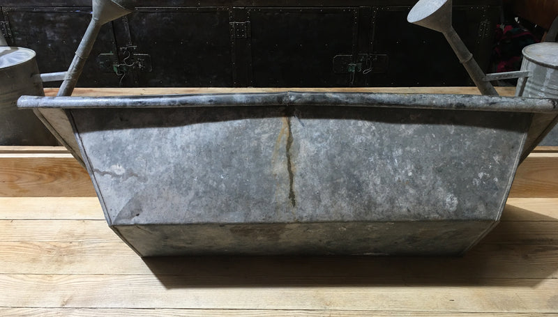 Vintage European 1940s Galvanized Wash Tub #2994 (1)