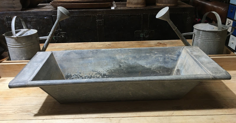 Vintage European 1940s Galvanized Wash Tub #2995 (1)