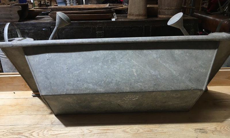 Vintage European 1940s Galvanized Wash Tub #2995 (1)